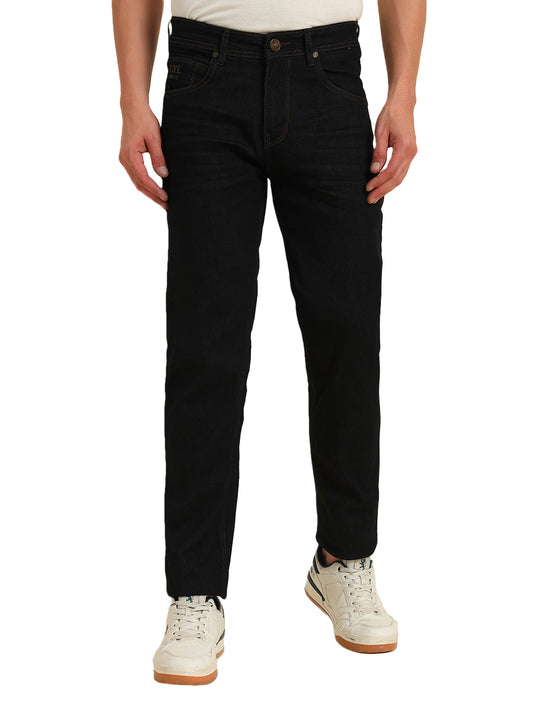 Denim Jeans for Men l Breathable & Soft with Color Fastness Straight Fit Cotton Fabric Solid Pattern Button Closure