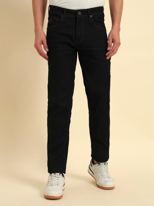 Denim Jeans for Men l Breathable & Soft with Color Fastness Straight Fit Cotton Fabric Solid Pattern Button Closure