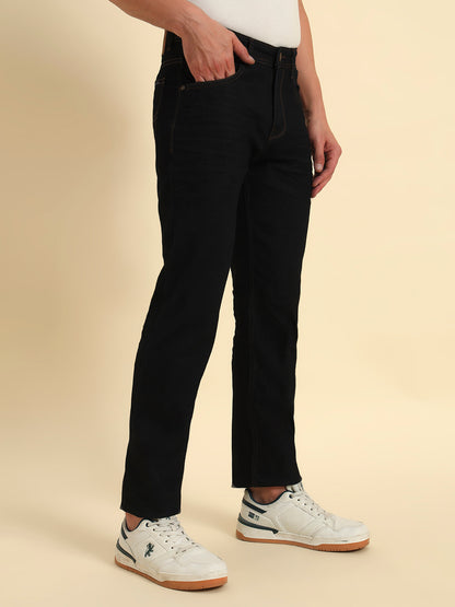 Denim Jeans for Men l Breathable & Soft with Color Fastness Straight Fit Cotton Fabric Solid Pattern Button Closure