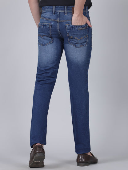 Denim Jeans for Men l Breathable & Soft with Color Fastness Ultra Narrow Fit Cotton Fabric Solid Pattern Button Closure