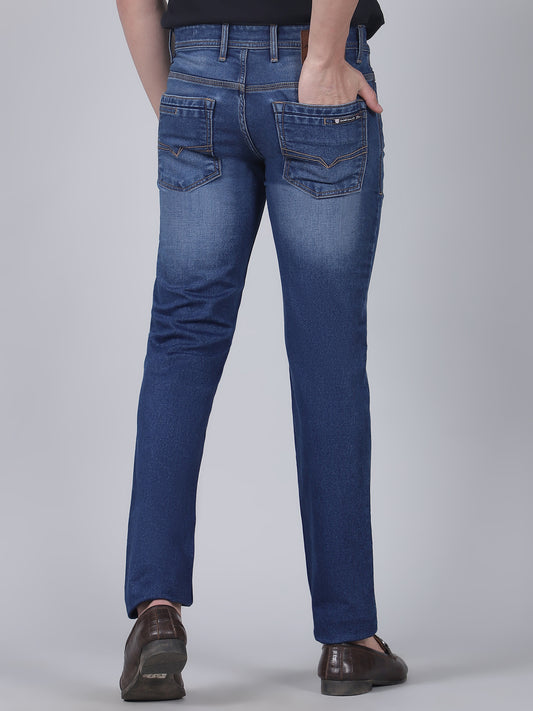 Denim Jeans for Men l Breathable & Soft with Color Fastness Ultra Narrow Fit Cotton Fabric Solid Pattern Button Closure