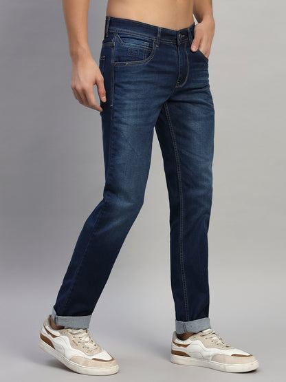 Denim Jeans for Men l Breathable & Soft with Color Fastness Ultra Narrow Fit Cotton Fabric Solid Pattern Button Closure