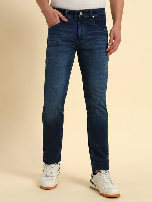 Denim Jeans for Men l Breathable & Soft with Color Fastness Slim Fit Cotton Fabric Solid Pattern Button Closure