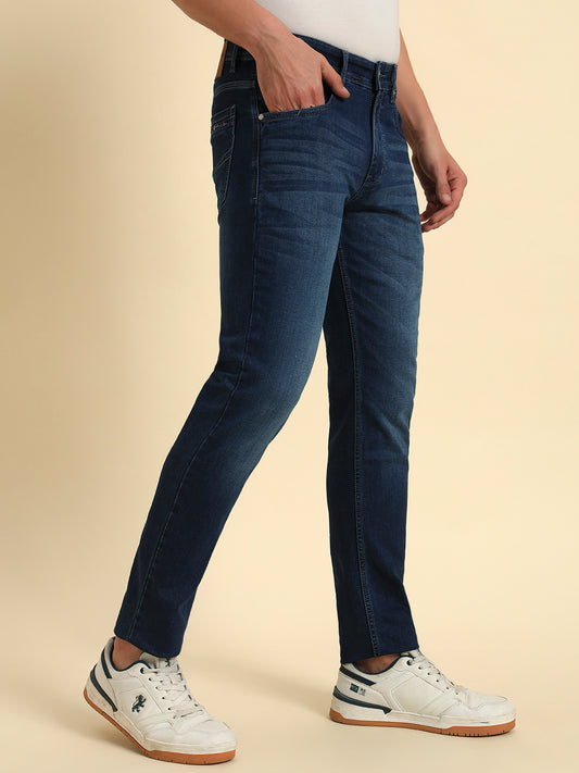 Denim Jeans for Men l Breathable & Soft with Color Fastness Slim Fit Cotton Fabric Solid Pattern Button Closure