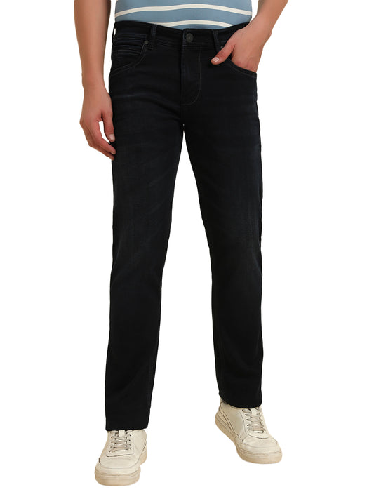 Denim Jeans for Men l Breathable & Soft with Color Fastness Ultra Narrow Fit Cotton Fabric Solid Pattern Button Closure