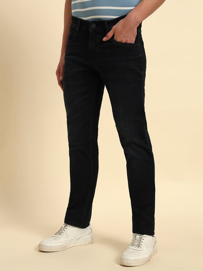 Denim Jeans for Men l Breathable & Soft with Color Fastness Ultra Narrow Fit Cotton Fabric Solid Pattern Button Closure