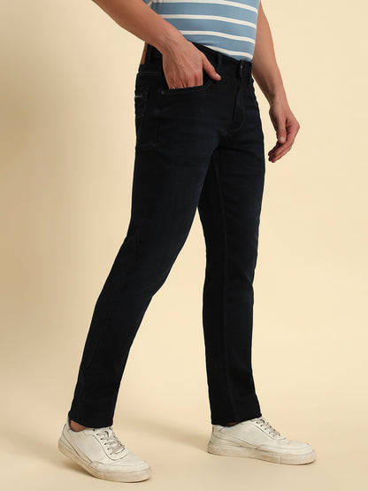 Denim Jeans for Men l Breathable & Soft with Color Fastness Ultra Narrow Fit Cotton Fabric Solid Pattern Button Closure