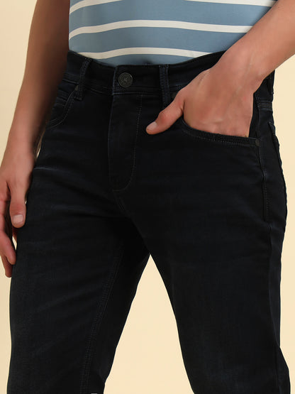 Denim Jeans for Men l Breathable & Soft with Color Fastness Ultra Narrow Fit Cotton Fabric Solid Pattern Button Closure