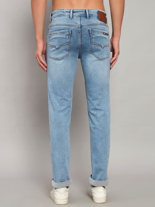 Denim Jeans for Men l Breathable & Soft with Color Fastness Ultra Narrow Fit Cotton Fabric Solid Pattern Button Closure