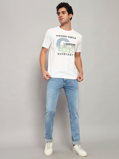 Denim Jeans for Men l Breathable & Soft with Color Fastness Ultra Narrow Fit Cotton Fabric Solid Pattern Button Closure