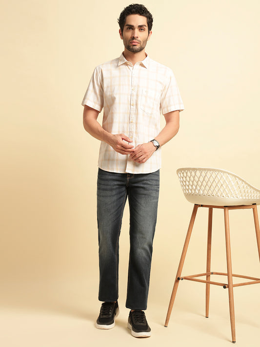 Denim Jeans for Men | Breathable & Soft with Color Fastness Straight Fit Cotton Fabric Solid Pattern Button Closure