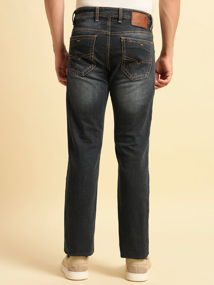 Denim Jeans for Men | Breathable & Soft with Color Fastness Straight Fit Cotton Fabric Solid Pattern Button Closure