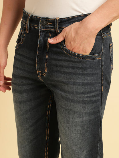 Denim Jeans for Men | Breathable & Soft with Color Fastness Straight Fit Cotton Fabric Solid Pattern Button Closure