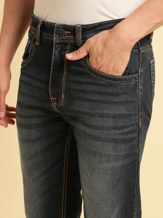 Denim Jeans for Men | Breathable & Soft with Color Fastness Straight Fit Cotton Fabric Solid Pattern Button Closure