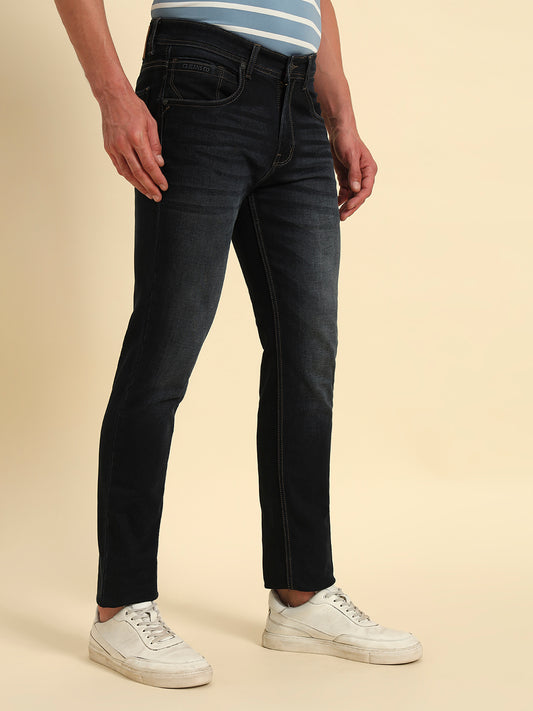 Denim Jeans for Men l Breathable & Soft with Color Fastness Slim Fit Cotton Fabric Solid Pattern Button Closure