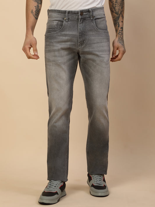 Denim Jeans for Men | Breathable & Soft with Color Fastness Straight Fit Poly Cotton Fabric Solid Pattern Button Closure