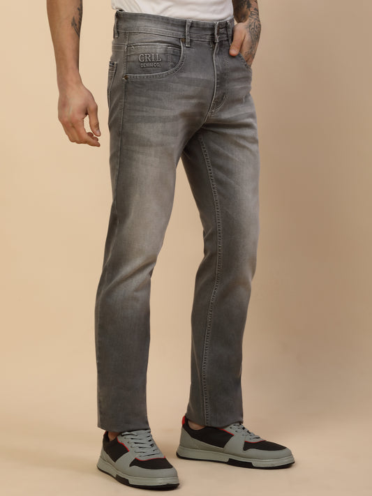 Denim Jeans for Men | Breathable & Soft with Color Fastness Straight Fit Poly Cotton Fabric Solid Pattern Button Closure