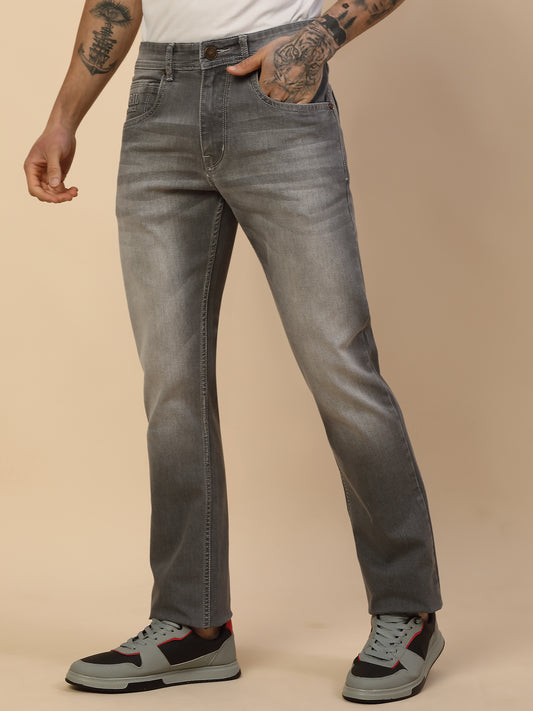 Denim Jeans for Men | Breathable & Soft with Color Fastness Straight Fit Poly Cotton Fabric Solid Pattern Button Closure