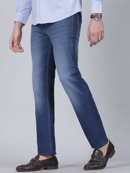 Denim Jeans for Men l Breathable & Soft with Color Fastness Straight Fit Cotton Fabric Solid Pattern Button Closure