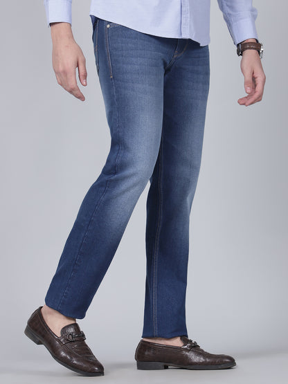 Denim Jeans for Men l Breathable & Soft with Color Fastness Straight Fit Cotton Fabric Solid Pattern Button Closure