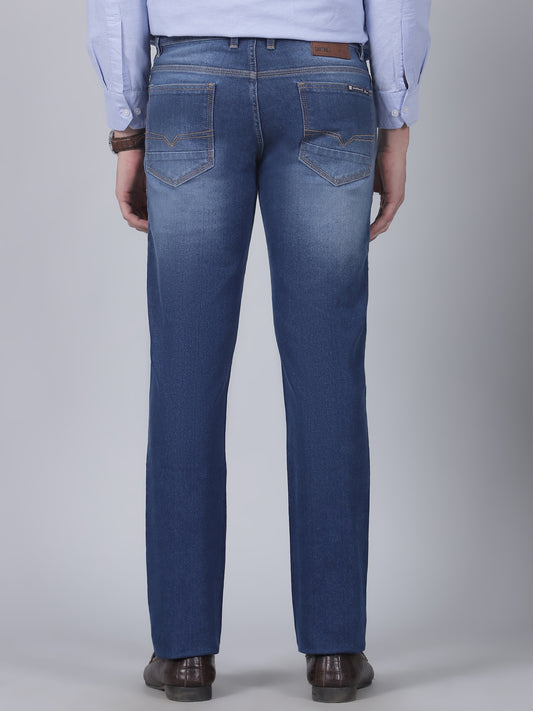 Denim Jeans for Men l Breathable & Soft with Color Fastness Straight Fit Cotton Fabric Solid Pattern Button Closure