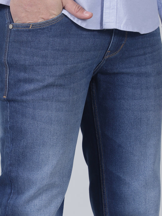 Denim Jeans for Men l Breathable & Soft with Color Fastness Straight Fit Cotton Fabric Solid Pattern Button Closure