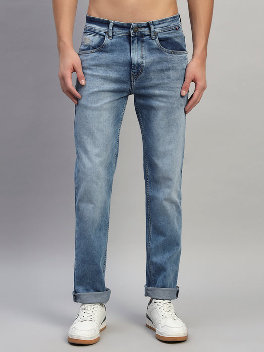 Denim Jeans for Men l Breathable & Soft with Color Fastness Straight Fit Cotton Fabric Solid Pattern Button Closure