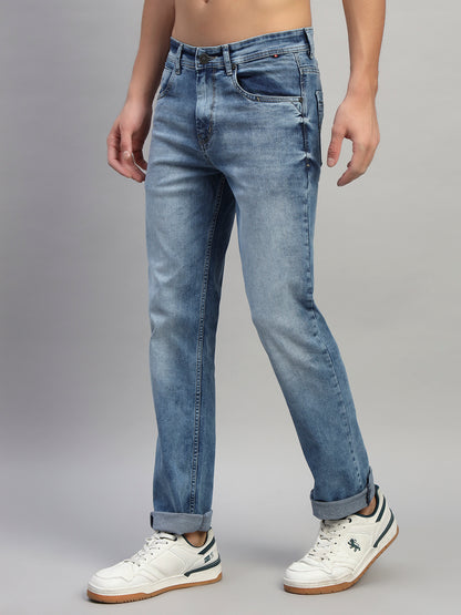 Denim Jeans for Men l Breathable & Soft with Color Fastness Straight Fit Cotton Fabric Solid Pattern Button Closure