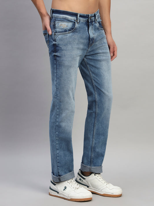 Denim Jeans for Men l Breathable & Soft with Color Fastness Straight Fit Cotton Fabric Solid Pattern Button Closure