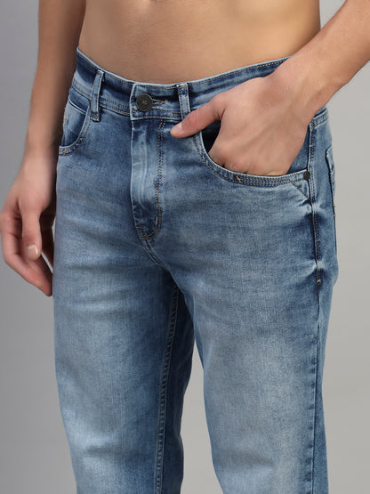 Denim Jeans for Men l Breathable & Soft with Color Fastness Straight Fit Cotton Fabric Solid Pattern Button Closure