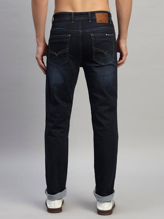 Denim Jeans for Men l Breathable & Soft with Color Fastness Straight Fit Cotton Fabric Solid Pattern Button Closure