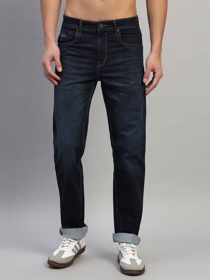 Denim Jeans for Men l Breathable & Soft with Color Fastness Straight Fit Cotton Fabric Solid Pattern Button Closure