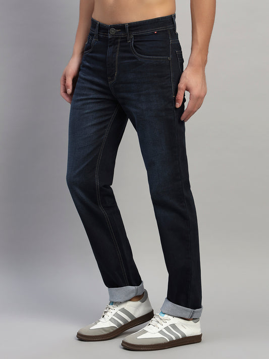 Denim Jeans for Men l Breathable & Soft with Color Fastness Straight Fit Cotton Fabric Solid Pattern Button Closure