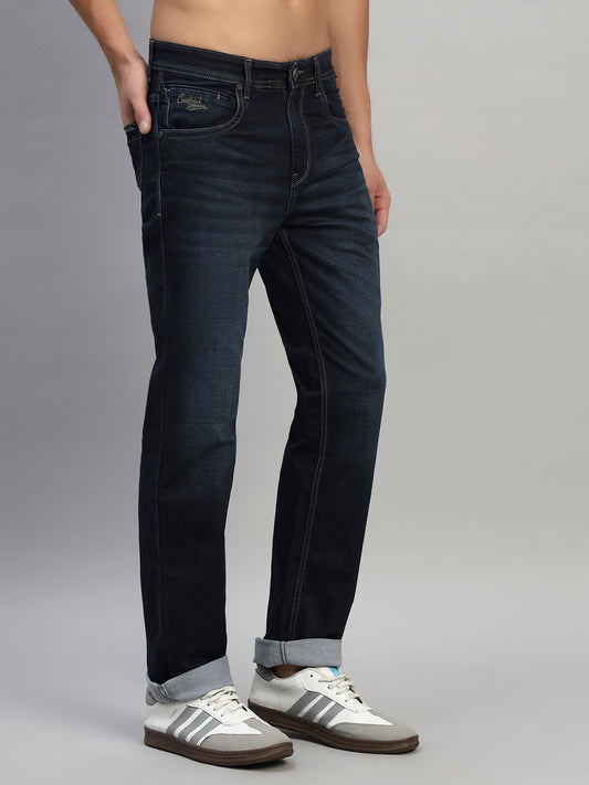 Denim Jeans for Men l Breathable & Soft with Color Fastness Straight Fit Cotton Fabric Solid Pattern Button Closure