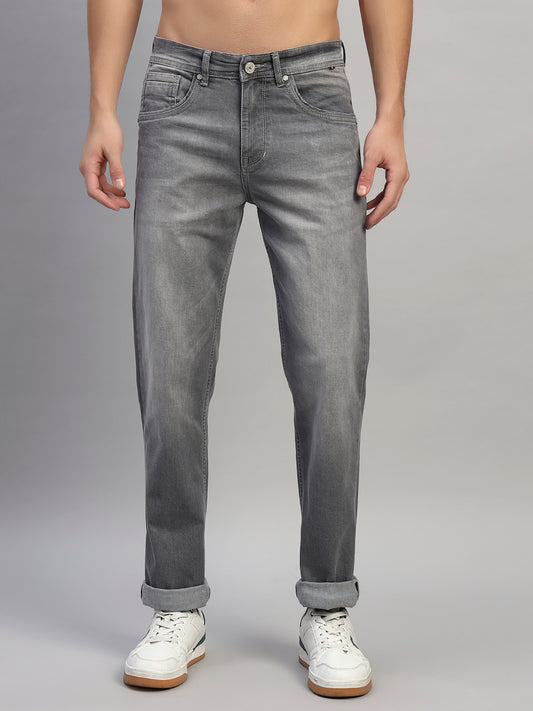 Denim Jeans for Men l Breathable & Soft with Color Fastness Straight Fit Cotton Fabric Solid Pattern Button Closure