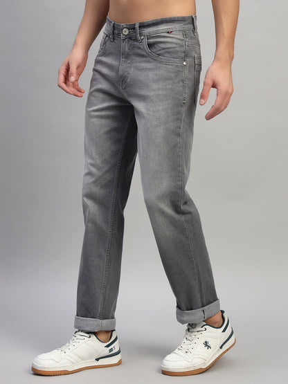 Denim Jeans for Men l Breathable & Soft with Color Fastness Straight Fit Cotton Fabric Solid Pattern Button Closure