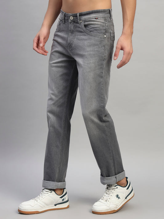 Denim Jeans for Men l Breathable & Soft with Color Fastness Straight Fit Cotton Fabric Solid Pattern Button Closure