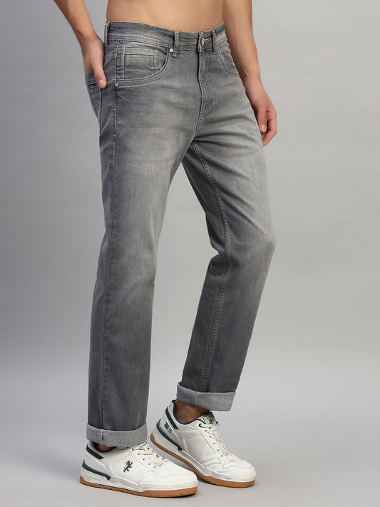 Denim Jeans for Men l Breathable & Soft with Color Fastness Straight Fit Cotton Fabric Solid Pattern Button Closure