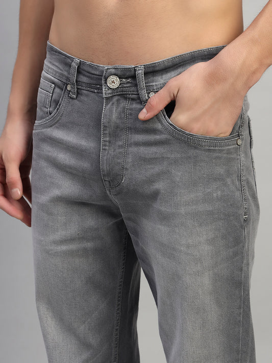 Denim Jeans for Men l Breathable & Soft with Color Fastness Straight Fit Cotton Fabric Solid Pattern Button Closure