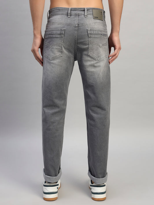 Denim Jeans for Men l Breathable & Soft with Color Fastness Straight Fit Cotton Fabric Solid Pattern Button Closure