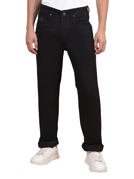Denim Jeans for Men l Breathable & Soft with Color Fastness Straight Fit Cotton Fabric Solid Pattern Button Closure