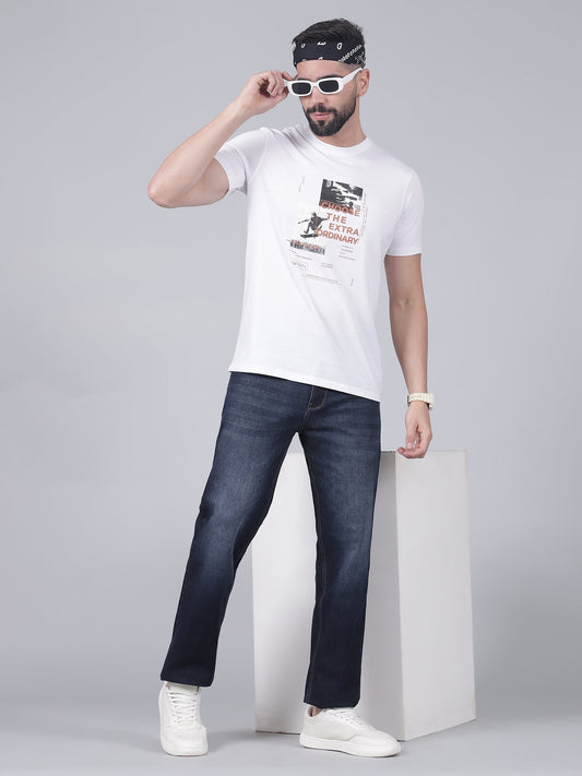 Denim Jeans for Men l Breathable & Soft with Color Fastness Straight Fit Cotton Fabric Solid Pattern Button Closure