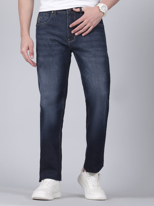 Denim Jeans for Men l Breathable & Soft with Color Fastness Straight Fit Cotton Fabric Solid Pattern Button Closure