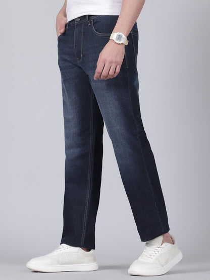 Denim Jeans for Men l Breathable & Soft with Color Fastness Straight Fit Cotton Fabric Solid Pattern Button Closure