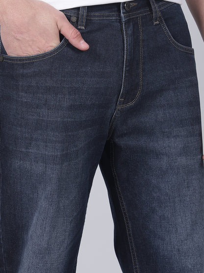Denim Jeans for Men l Breathable & Soft with Color Fastness Straight Fit Cotton Fabric Solid Pattern Button Closure