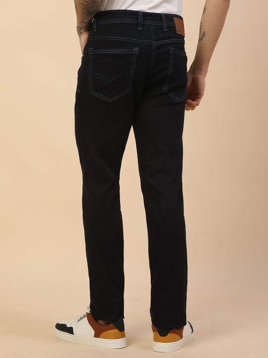 Denim Jeans for Men | Breathable & Soft with Color Fastness Slim Fit Poly Cotton Fabric Solid Pattern Button Closure