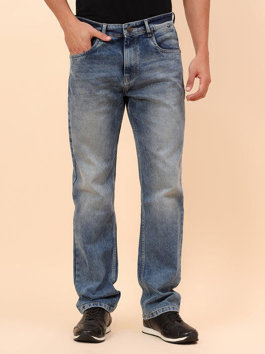 Denim Jeans for Men l Breathable & Soft with Color Fastness Straight Fit Cotton Blend Fabric Solid Pattern Button Closure