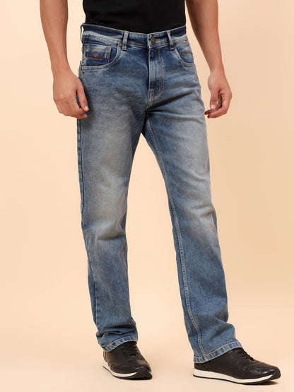 Denim Jeans for Men l Breathable & Soft with Color Fastness Straight Fit Cotton Blend Fabric Solid Pattern Button Closure