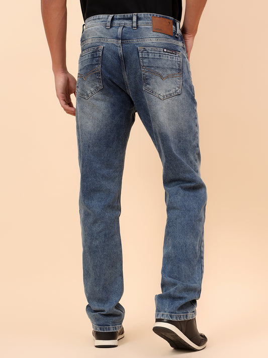 Denim Jeans for Men l Breathable & Soft with Color Fastness Straight Fit Cotton Blend Fabric Solid Pattern Button Closure