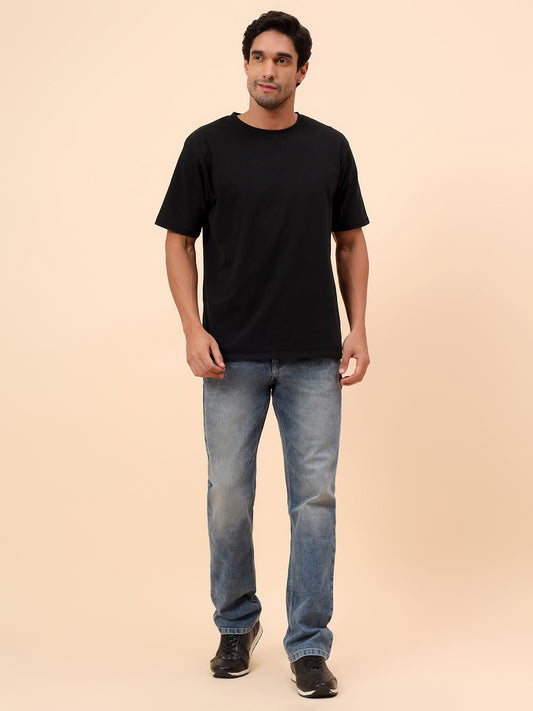 Denim Jeans for Men l Breathable & Soft with Color Fastness Straight Fit Cotton Blend Fabric Solid Pattern Button Closure